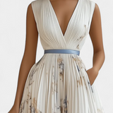 Elise Vestido Midi Chiffon Floral Plisado Edicion Limitada