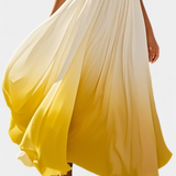Starla Vestido Maxi Halter Plisado Perlas Colección