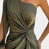 Charlotte Vestido Asimétrico Drapado Seda Exclusivo
