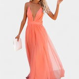 Gergana Vestido Maxi de Tul Sin Mangas Exclusivo Elegante
