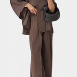 Eli Conjunto Oversize Top V Cuello Pantalón Luxe Exclusiva