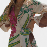 Fana Vestido Cruzado Floral Con Lazo Cintura Exclusivo