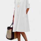 Larissa Vestido Algodón Seda Fría de Solapa Exclusivo