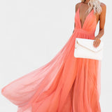 Gergana Vestido Maxi de Tul Sin Mangas Exclusivo Elegante