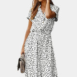 Rovena Vestido Midi Lunares Camisero Colección Exclusiva