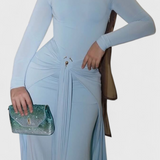 Fátima Vestido Entallado Plisado Detalles Metálicos Selecto