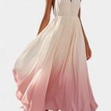 Starla Vestido Maxi Halter Plisado Perlas Colección