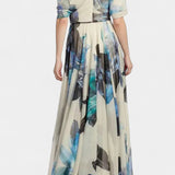 Sanaa Vestido Exclusivo Asimétrico Hombro Colección Floral