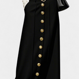 Lumina Falda Ada Spandex Negra Con Botones Exclusiva
