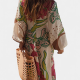 Fana Vestido Cruzado Floral Con Lazo Cintura Exclusivo