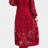 Jovie Vestido Midi Encaje Bordado Cuello Alto Privée
