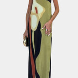 Laura Vestido Sin Tirantes Tejido Premium Floral Exclusivo