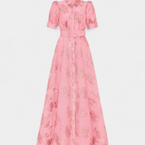 Celestine Vestido Maxi Manga Abullonada Rosa Floral Privé