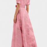 Celestine Vestido Maxi Manga Abullonada Rosa Floral Privé