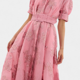 Celestine Vestido Maxi Manga Abullonada Rosa Floral Privé