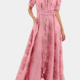 Celestine Vestido Maxi Manga Abullonada Rosa Floral Privé