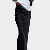 Fable Falda Maxi Utility Satin Negra Corte Fluido Exclusiva