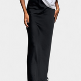 Fable Falda Maxi Utility Satin Negra Corte Fluido Exclusiva