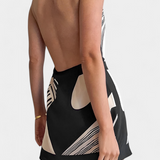 Fae Vestido Halter de Estampado Abstracto Colección Seda