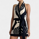 Fae Vestido Halter de Estampado Abstracto Colección Seda