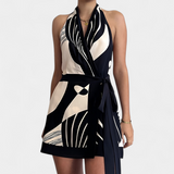 Fae Vestido Halter de Estampado Abstracto Colección Seda