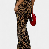 Cici Select Falda Maxi Ajustada Estampado Leopardo Woven