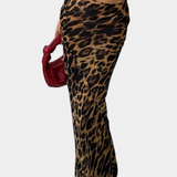 Cici Select Falda Maxi Ajustada Estampado Leopardo Woven