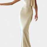 Hope Vestido Maxi Drapado un Hombro Elegante de Colección