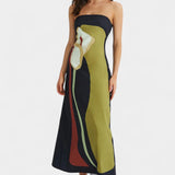 Laura Vestido Sin Tirantes Tejido Premium Floral Exclusivo