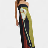 Laura Vestido Sin Tirantes Tejido Premium Floral Exclusivo