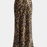 Cici Select Falda Maxi Ajustada Estampado Leopardo Woven