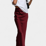 Fable Falda Maxi Utility Satin Negra Corte Fluido Exclusiva