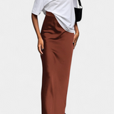 Fable Falda Maxi Utility Satin Negra Corte Fluido Exclusiva