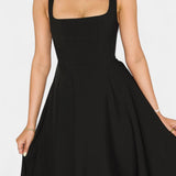 Mary Vestido Midi Aline Sin Mangas Colección Lujo Exclusiva
