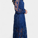 Jovie Vestido Midi Encaje Bordado Cuello Alto Privée