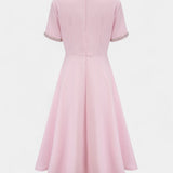 Linda Vestido Midi Acampanado Lazo Cristal Exclusivo