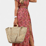 Anfisa Vestido Boho Verano Con Cinturón Escote V Exclusivo