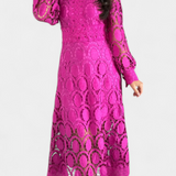 Jovie Vestido Midi Encaje Bordado Cuello Alto Privée