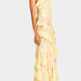 Fawn Vestido Maxi Con Volantes Florales Colección Exclusiva