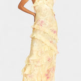 Fawn Vestido Maxi Con Volantes Florales Colección Exclusiva