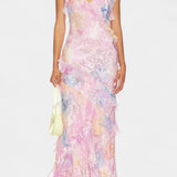 Fawn Vestido Maxi Con Volantes Florales Colección Exclusiva