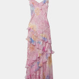 Fawn Vestido Maxi Con Volantes Florales Colección Exclusiva