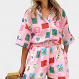 Mariluz Conjunto De Camisa Y Shorts Rosa Colección Limitada
