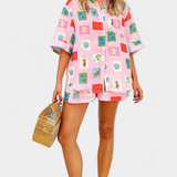 Mariluz Conjunto De Camisa Y Shorts Rosa Colección Limitada