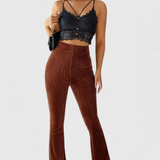 Luisa Pantalones Acampanados Pana Fina Tiro Alto Exclusivos
