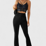 Luisa Pantalones Acampanados Pana Fina Tiro Alto Exclusivos
