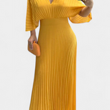 Odele Vestido Plisado Fluido con Espalda Abierta Elegante