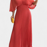 Odele Vestido Plisado Fluido con Espalda Abierta Elegante