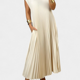 Manuela Vestido Pliegues Sin Mangas Cintura Alta Colección