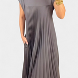 Manuela Vestido Pliegues Sin Mangas Cintura Alta Colección